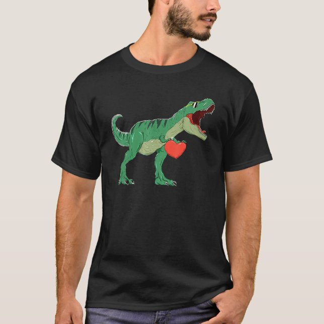 Boys Valentines Day Shirt Kids T Rex Dinosaur I St (Front)