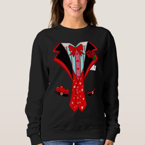 Boys Valentines Day Tuxedo Red Bow Tie Costume Sweatshirt