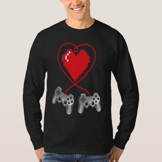 Boys Valentines Day Video Game Controller Heart Ga T-Shirt (Front)