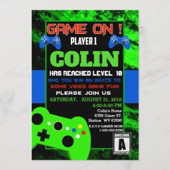 Boys Video Game Birthday Party Invitation by TiffsSweetDesigns at Zazzle
