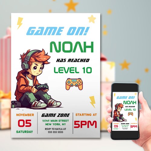 Boys Video Game Birthday Party Invitation