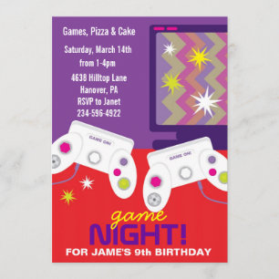 Boys Video Game Birthday Party Invites