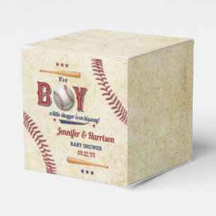 Boys Vintage Baseball Baby Shower Favor Boxes
