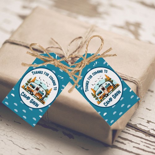 Boys vintage camper outdoor camping birthday  gift tags