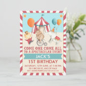 Boys Vintage Circus Birthday Party Invitation (Standing Front)