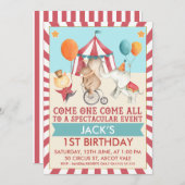 Boys Vintage Circus Birthday Party Invitation (Front/Back)
