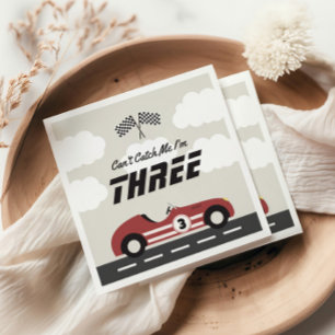 Boys Vintage Red Race Car Birthday Party Napkins