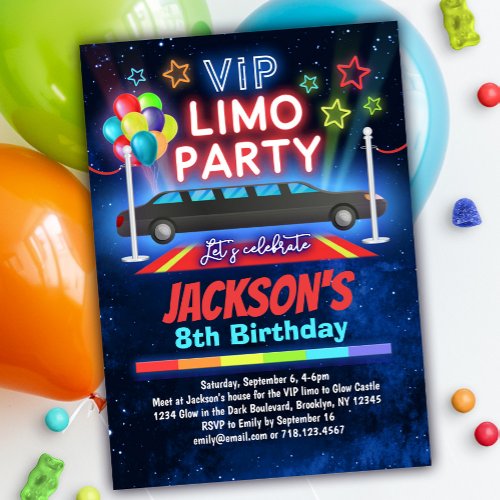 Boys VIP Limo Birthday Party Invitation