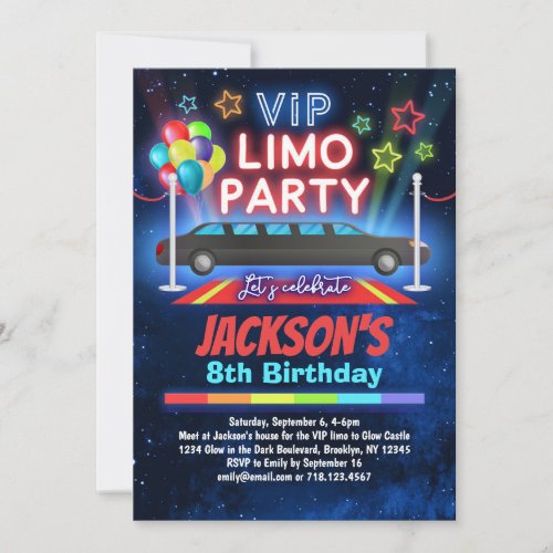 Boys VIP Limo Birthday Party Invitation