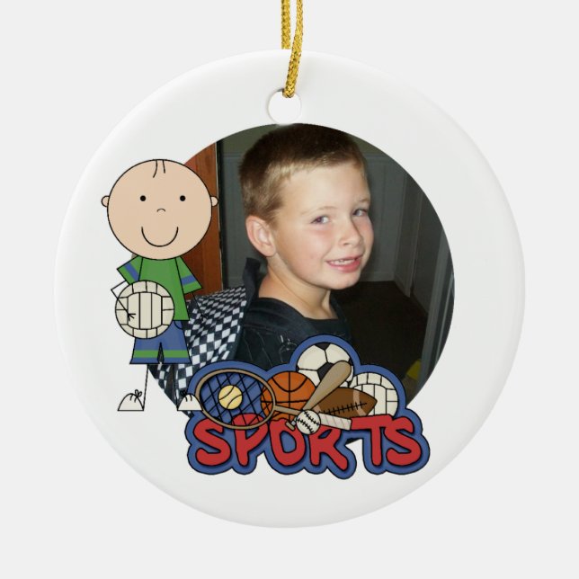 Boys Volleyball Customized Photo Ornament (Front)
