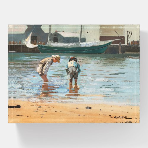 Boys Wading 1873 by Winslow Homer  Paperweight