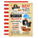 Boys Watercolor Ahoy Pirate Birthday Invitation