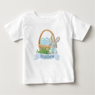 Boys Watercolor Blue Easter Basket Baby T-Shirt