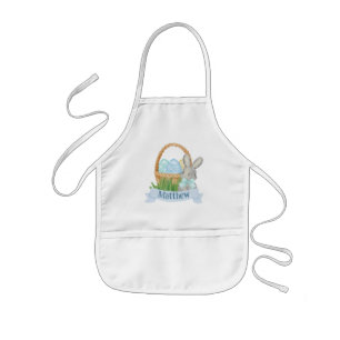 Boys Watercolor Blue Easter Basket Kids' Apron