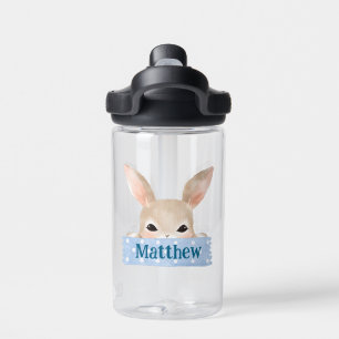 Boys Watercolor Blue Easter Bunny  Water Bottle