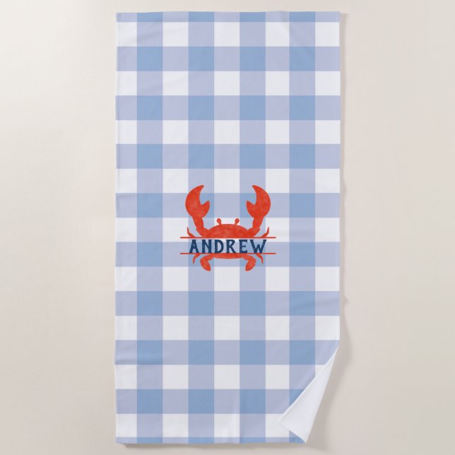 Boys Watercolor Crab  Beach Towel (Front)