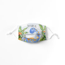 Boys Watercolor Jungle Dinosaur & Name Cute Kids' Cloth Face Mask