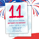 Boys Watercolor Kids Blue 11th Birthday Invitation<br><div class="desc">11th birthday kids boy blue party 11th birthday party invitation for a 11 year old boy with fun fonts writing and fun watercolor number.</div>