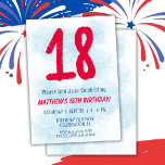 Boys Watercolor Kids Blue 18th Birthday Invitation<br><div class="desc">18th birthday kids boy blue party 18th birthday party invitation for a 18 year old boy with fun fonts writing and fun watercolor number.</div>