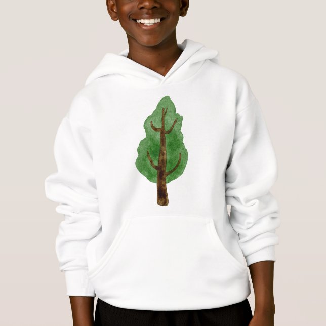 Boys White Pine Tree Nature Hoodie - Cool Forest (Front)
