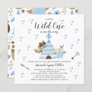 Boys Wild One Baby Shower Invitation