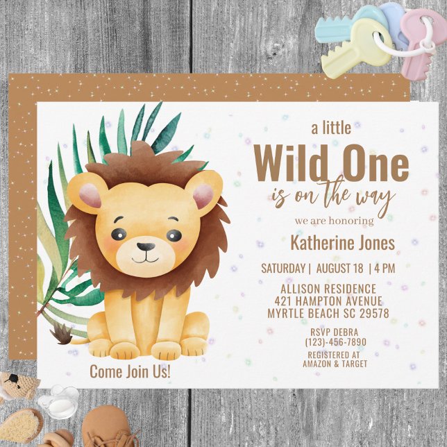 Boys Wild One Lion Baby Shower   Invitation (Creator Uploaded)