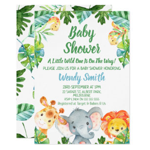 Boys Wild One Safari Animals Baby Shower Invitation Boys Wild One Safari Animals Baby Shower Invitation