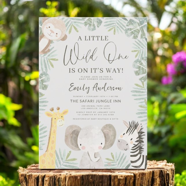 Boys Wild One Safari Animals Baby Shower Invitation (Creator Uploaded)