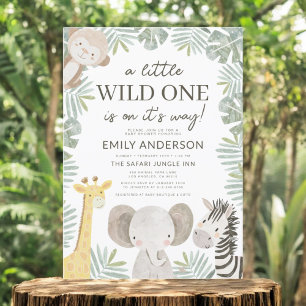 Boys Wild One Safari Animals Baby Shower Invitation