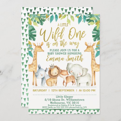 Boys Wild One Safari Jungle Baby Shower Invitation