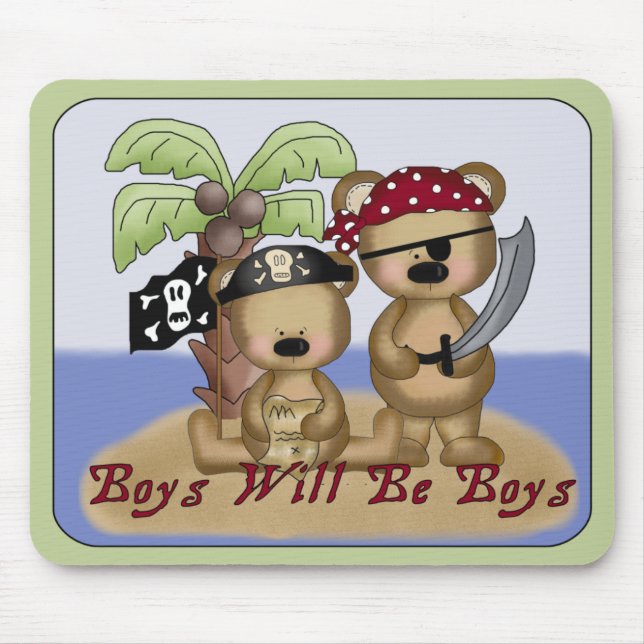 Boys Will Be Boys Lil Pirate Bears Mousepad (Front)