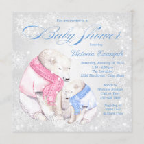 Boys Winter Wonderland Bear Baby Shower Invitation