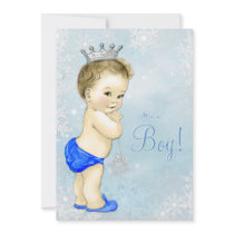 Boys Winter Wonderland Blue Snowflake Baby Shower Invitation