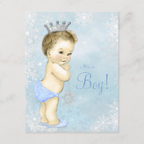 Boys Winter Wonderland Blue Snowflake Baby Shower Invitation