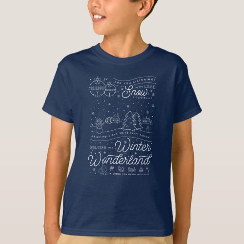 Boys Winter Wonderland Christmas T_Shirt Blue