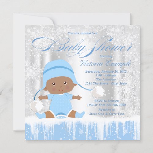 Boys Winter Wonderland Snow Baby Shower Invitation