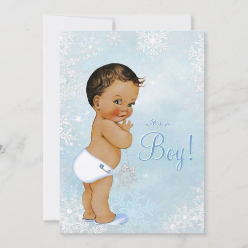 Boys Winter Wonderland Snowflake Baby Shower Invitation