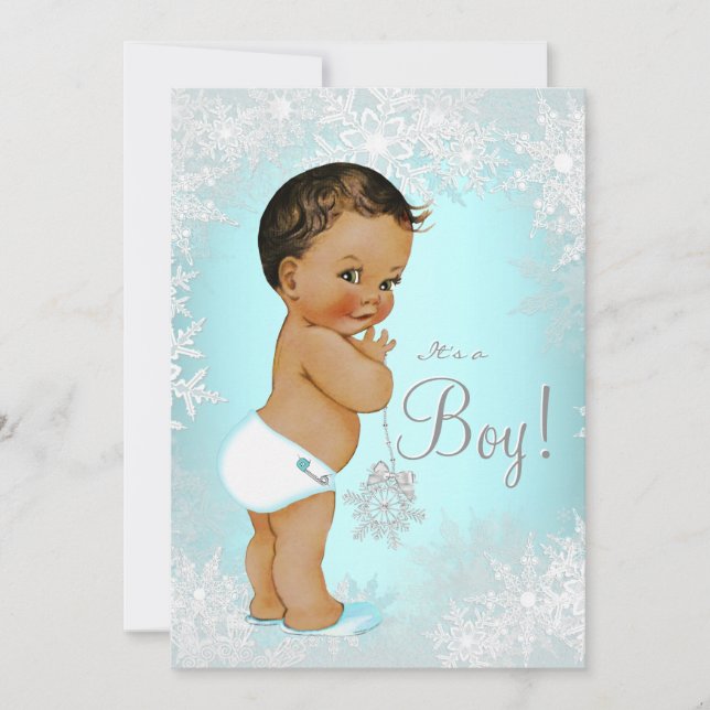 Boys Winter Wonderland Snowflake Baby Shower Invitation (Front)