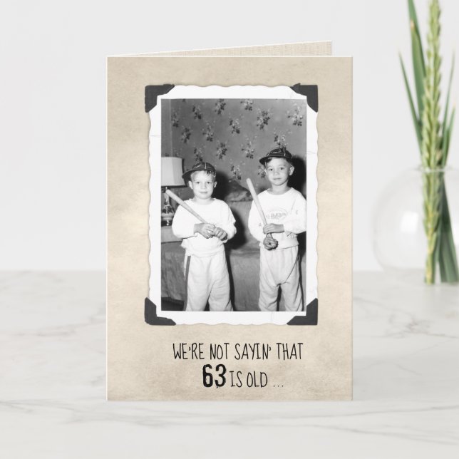 Boys With Baseball Bats 63rd Birthday   Card (Front)