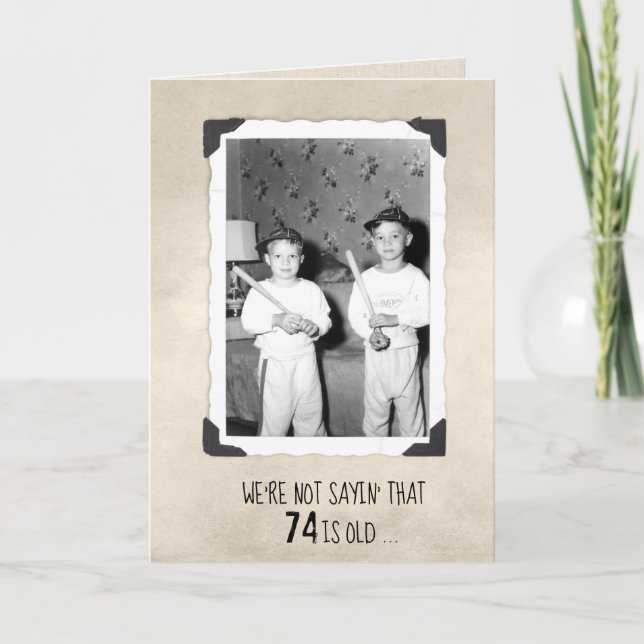 Boys With Baseball Bats 74th Birthday Card (Front)
