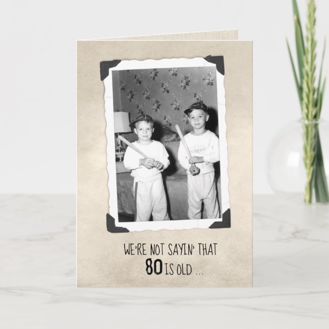 Boys With Baseball Bats 80th Birthday Humor  Card (Front)