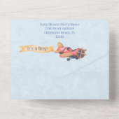 Boy's Wooden Toys Blue Baby Shower  All In One Invitation (Back)