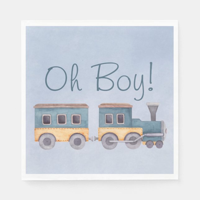 Boy's Wooden Toys Blue Baby Shower Napkins (Front)