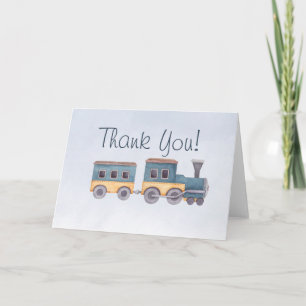 Boy's Wooden Toys Blue Thank You Card