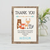 Boy's Woodland Animals Birthday Thank You Card (Standing Front)