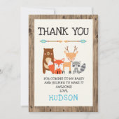 Boy's Woodland Animals Birthday Thank You Card (Front)