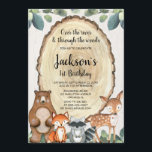 Boys woodland animals first 1st birthday party invitation<br><div class="desc">For more advanced customization of this design,  simply select the "Customize It" button above!</div>