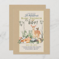 Boys Woodland Animals Forest Baby Shower Invites