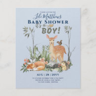 Boys Woodland Animals Forest Baby Shower Invites Flyer