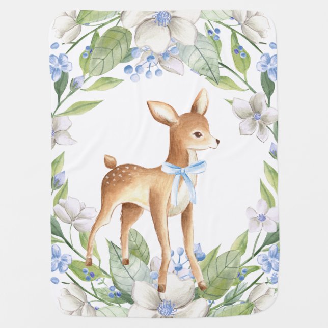 Boys Woodland Deer Baby Blanket (Front)